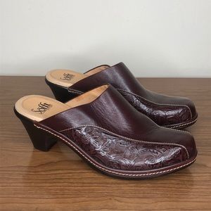 Sofft Brand Brown Leather Clogs